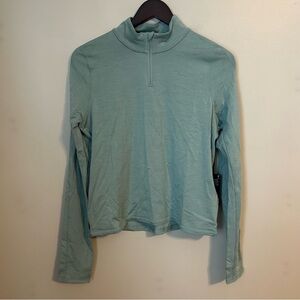 Allbirds Quarter Zip Pullover Natural Run Mid Layer Green Hush Athleisure Casual
